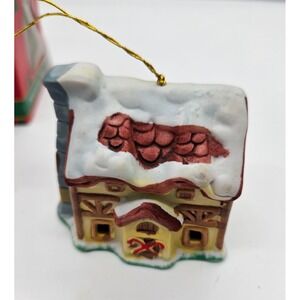 Twinkle Town Porcelain‎ Bell Ornament Christmas Village Snow Cottage Ornament